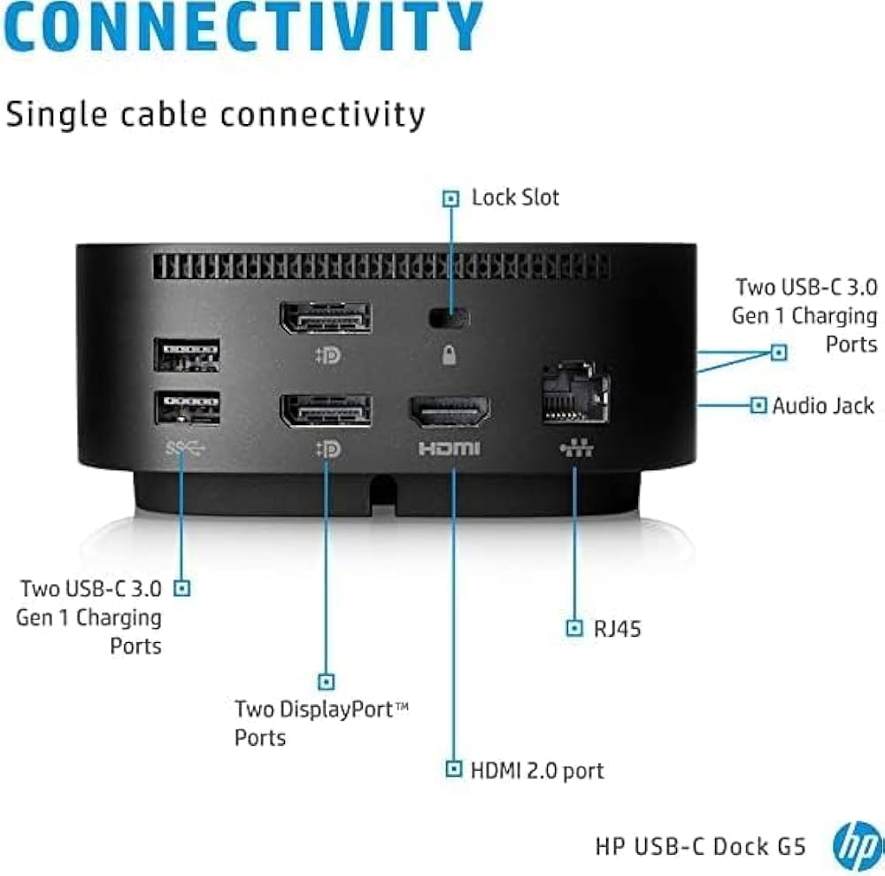 Base Multipuerto HP USB-C G5 Original | Carga y Conecta Todo
